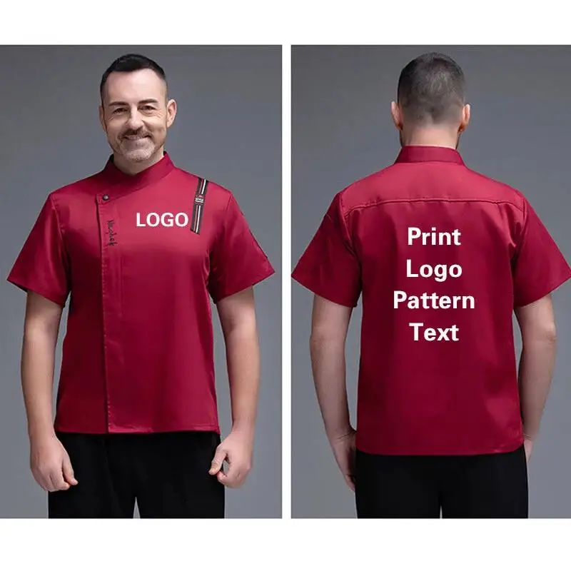 

Hotel Chef's Uniform Short Sleeves Personalized Logos Men Women Restaurant Baking Kitchen Work Clothes Jacket Embroidery Pattern
