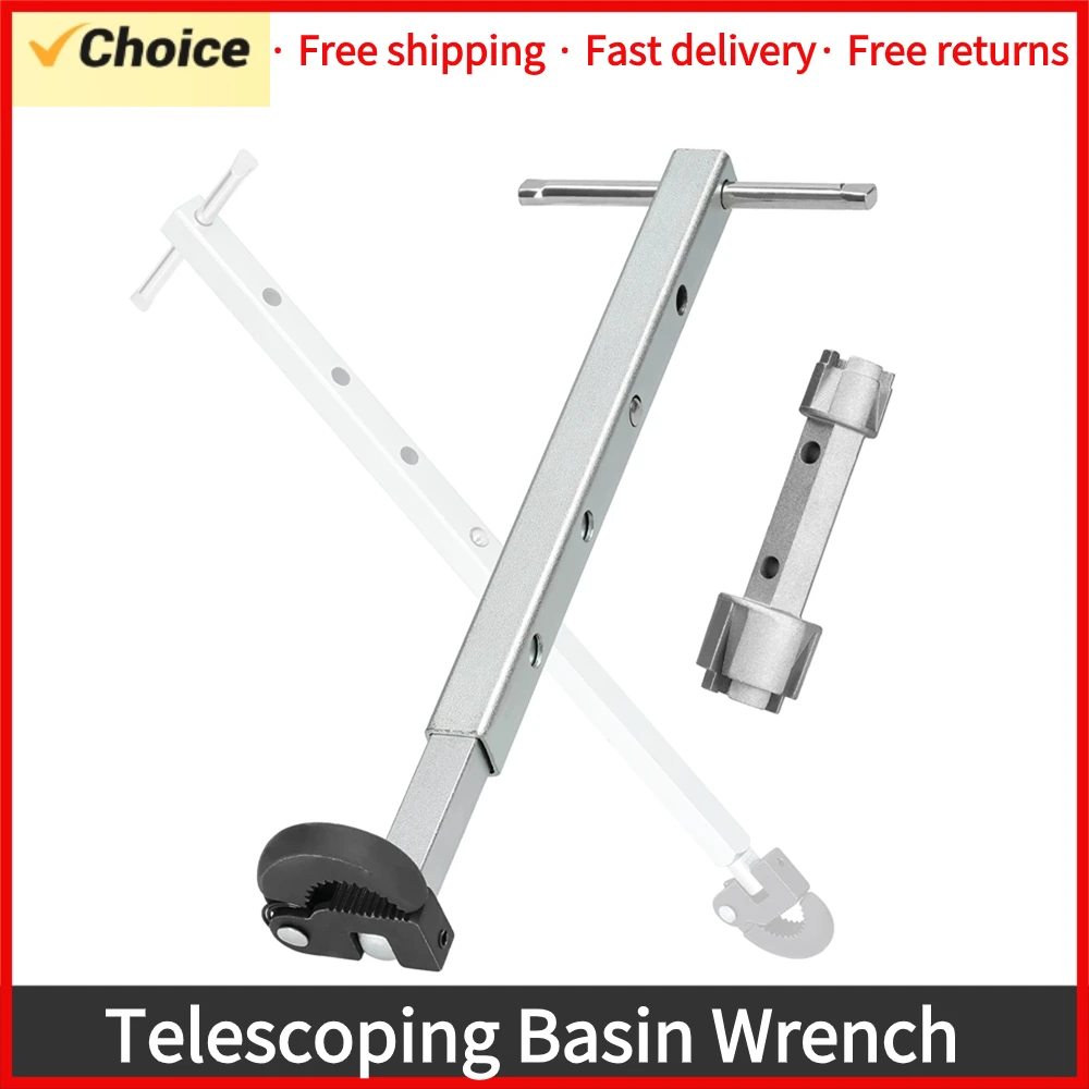 Telescoping Basin Wrench Adjustable3/8'' to 1-1/4'' JawCapacity Tub Drain Remover Wrench Sink Wrench Professional Plumber Wrench