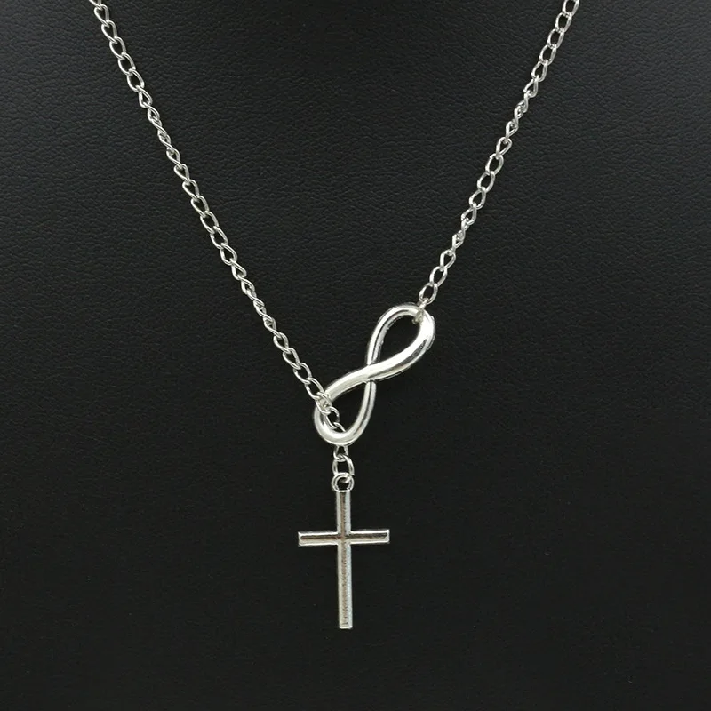 Silver Color Women's Short Necklace for women Pendant Cross Digit Minimalist Fashionable pendientes Neckchain Jewelry