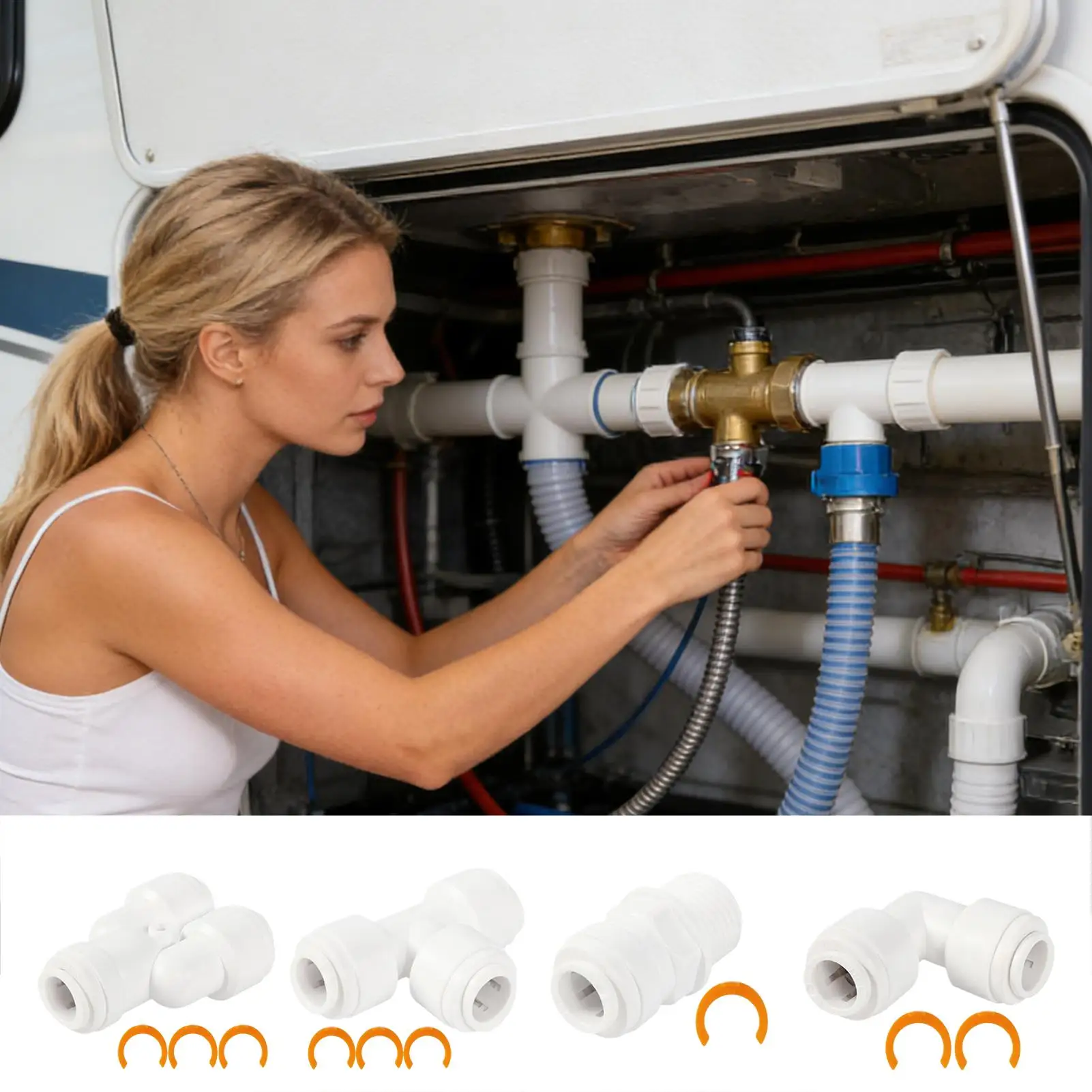 

Соединитель для труб 1/2 дюйма для кемпинговых систем, аксессуары для шлангов RV, универсальный соединитель для водопровода RV 12 мм, детали для подключения канализации RV