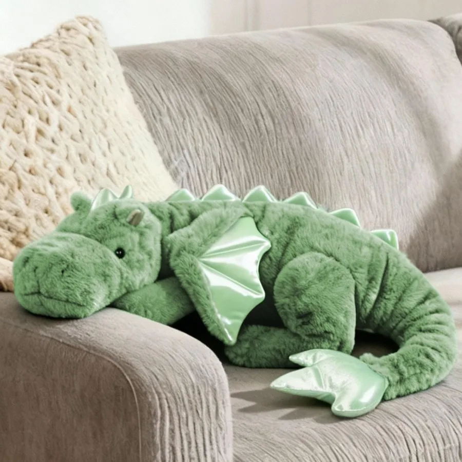Giant 50in 3Lb Big Green Dragon Stuffed Animal Plush Toy Fuzzy Jumbo Dinosaur Pillow with Wings Cuddly Soft Green Pterosaur Plu