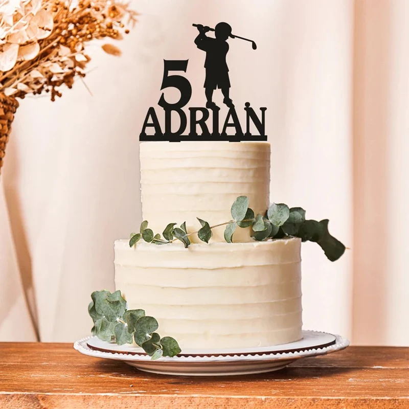 Personalized Little Boys Birthday Cake Topper Golf Boy Theme Party Decor Golfer Name Customizable Golf Cake Topper