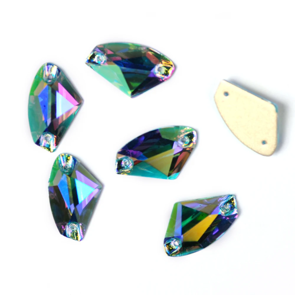 Pubrilex Galactic 9x14mm 12x19mm AB-beschichtete Aufnähsteine, Glitzer-Glas-Nähkristalle für Kleidungsstücke und Accessoires – Detail 9