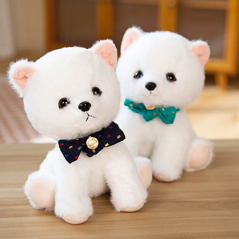 23CM かわいい漫画風シミュレーションアニメポメラニアンぬいぐるみおもちゃ、子供用ビション犬手作り人形、お祭りギフト