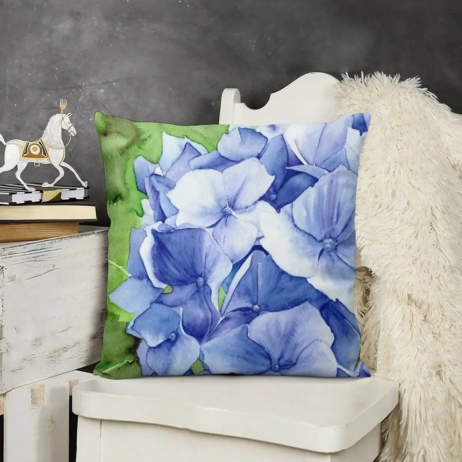 

Blue Hydrangea Throw Pillow Luxury Cushion Cover Christmas Pillow Covers Sofa Cushions Cover pillow