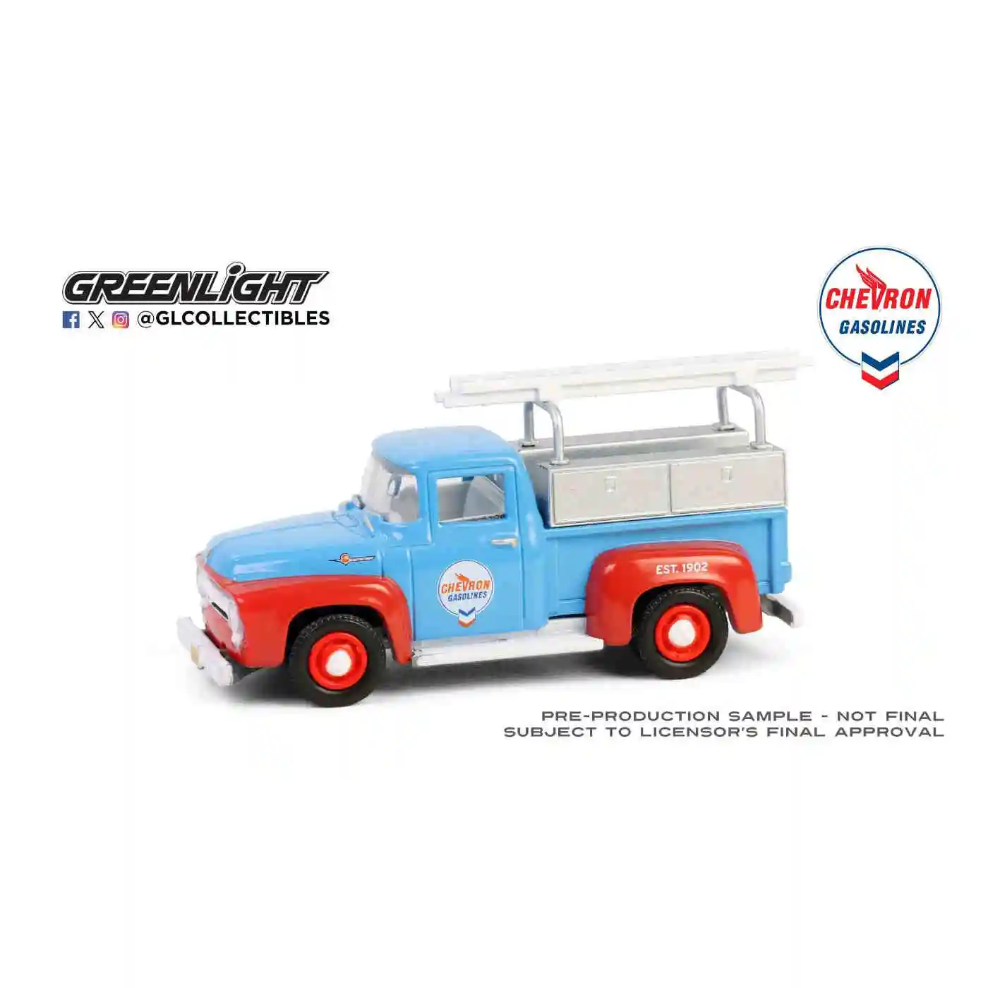 Greenlight 1:64 Chevron Special Edition Serie 1–2016, Ford F-100 & Werkzeugkasten und Leiter