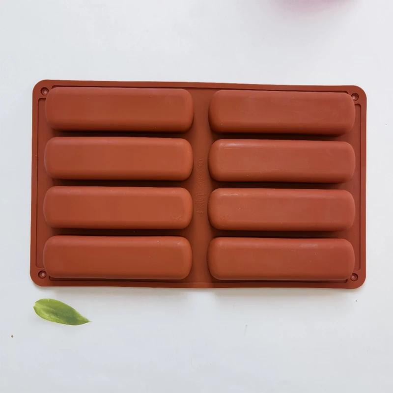 8 Cavity Long Strip Silicone Mold DIY Cake Pan Puff Baking Mold Nonstick Cereal Energy Bar Maker Chocolate Butter Mold