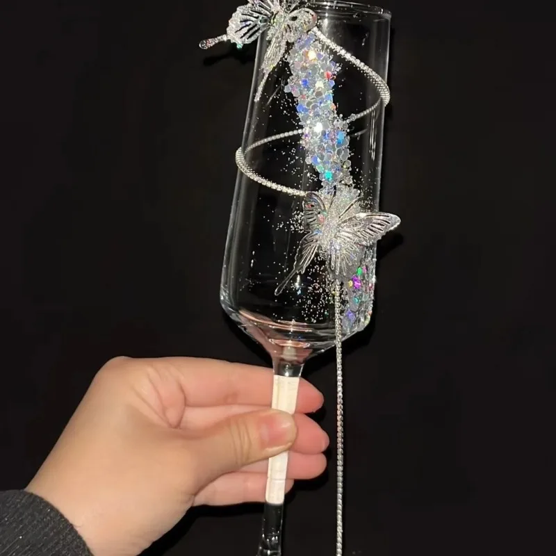 Restaurant Wedding Toast Glass Cup Diamond Goblet Wedding Gift Cocktail Champagne Glass High-end Table Wine Glasses Decoration