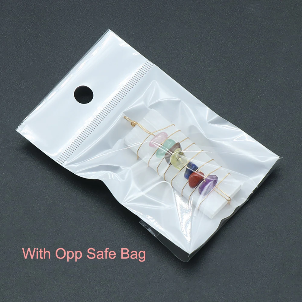 الطبيعية الخام Selenite شفرة مع 7 شقرا رقاقة الأحجار قلادة سلك ملفوفة قلادة شفاء بلورات عينة معلقة زخرفة #6