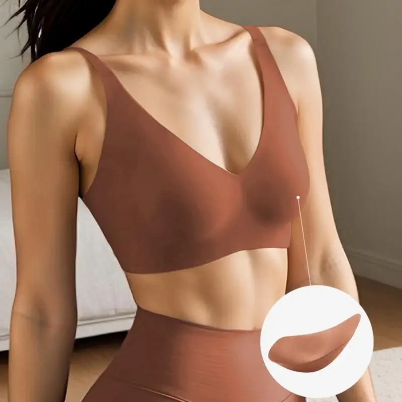 BEAUWEAR Plain Seamless Underwear Female Wireless Push Up Bra with Removable Pad Soft Comfort Lingerie for Sleep Sport S M L XL