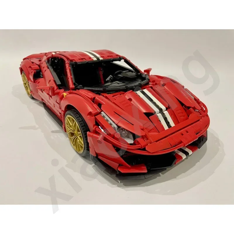 2023 Anniversary Red New Supercar MOC-89859  488GT Electric Supercar Building Block Model 3452 Parts Kids Birthday Toy Gift