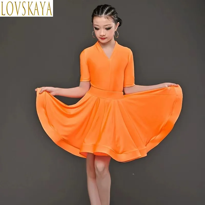 New Children's Professional Latin Dance Skirt Girl's Ballroom Dance Skirt Rumba Chacha Samba Practice Skirt