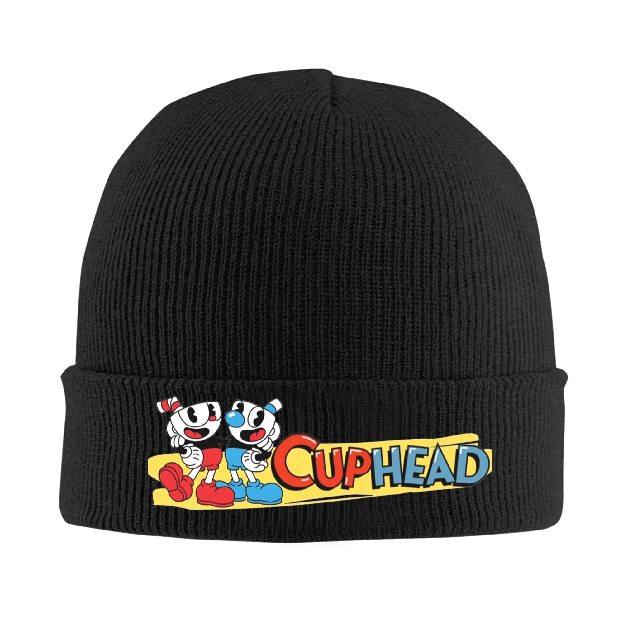 Mugman CupHead Accessories Warm Slouchy Beanie For Women Men Knitted Skull Cap  Beanies Skullies