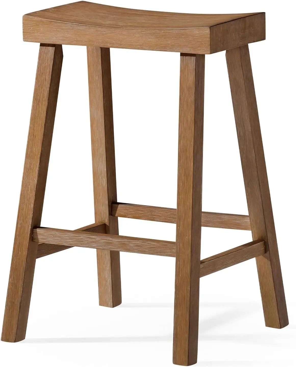 

Vincent 26 H Tall Counter Height Backl Rectangular Barstool In Antiqued Natural Finish With Rustic Wood Top Seat