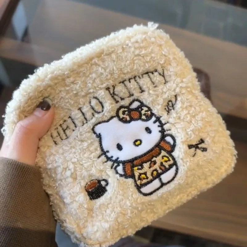 HelloKitty Plush Polaroid Cute Portable Embroidery Large Capacity Makeup Bag Storage High Beauty Toiletry Bag