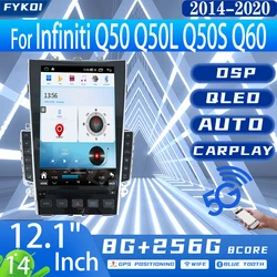 FYKOI 자동차 라디오 인피니티 Q50 Q50L Q50S Q60 2014-2020 자동차 멀티미디어 Carplay 안드로이드 자동 블루투스 4G GPS 네비게이션