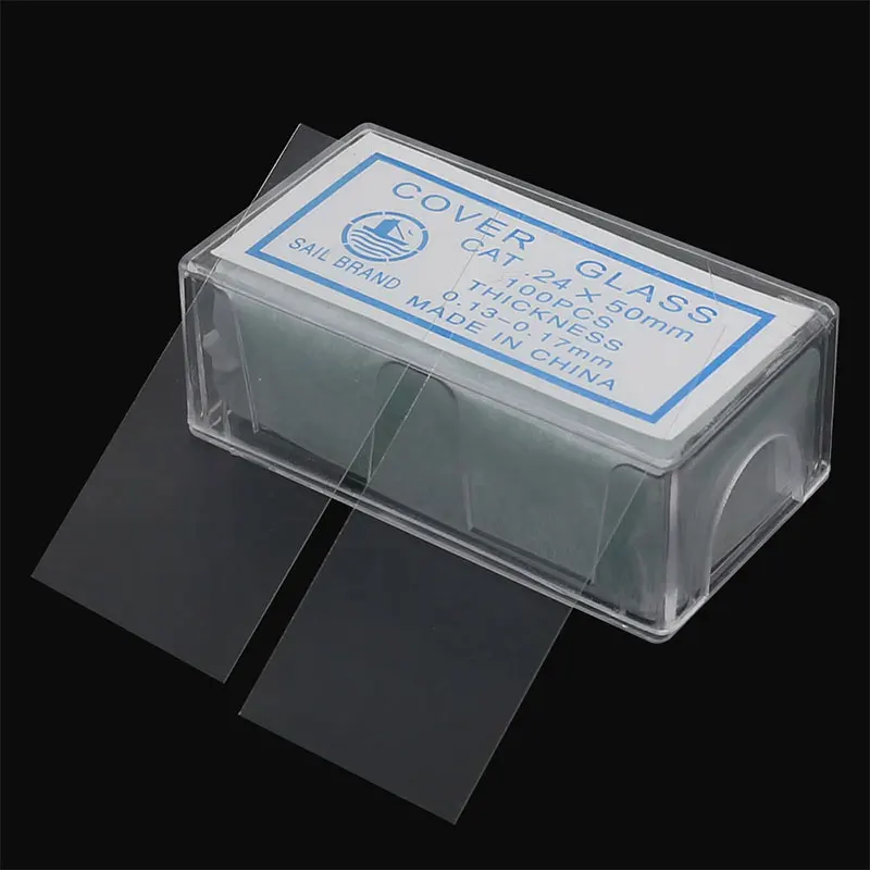 100PCS 24x50 mm Microscope Glass Slides Cover Slips Blank Slides Microscope Accessories 0.13-0.17 mm Thickness