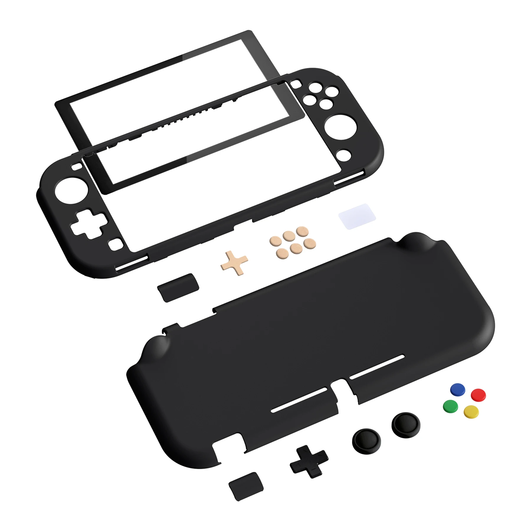 PlayVital czarne twarde etui ochronne na Nintendo Switch Lite W/Screen Protector i nakładki na przyciski