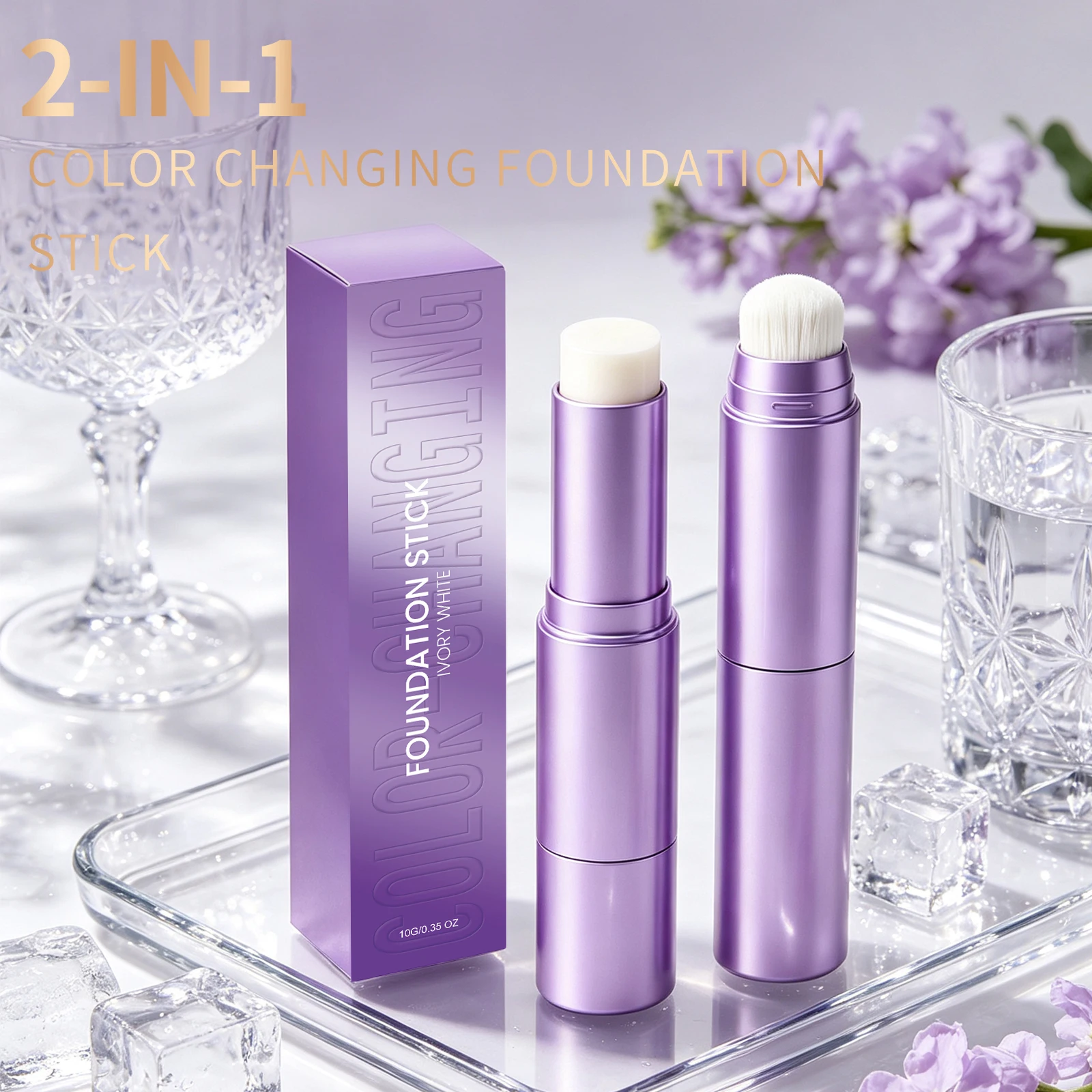 3 In 1 Facial Foundation Stick With Brush Full Coverage Dark Circles Removal Korean Makeup Skin Color Change Foundation Creams