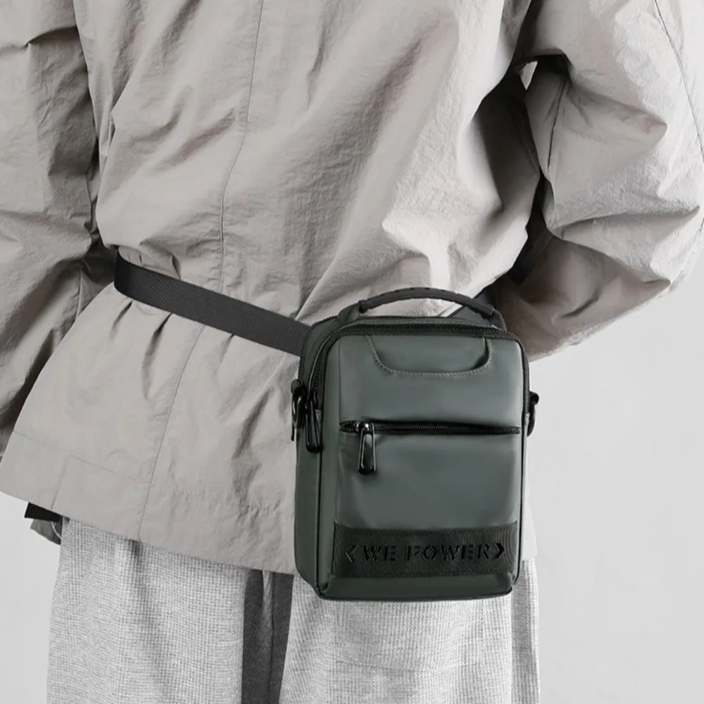 

Casual Men Crossbody Bag Nylon Large Capacity Wearable Belt Hanging Bag Multi-Pockets Multi-functional Small Shoulder Bag