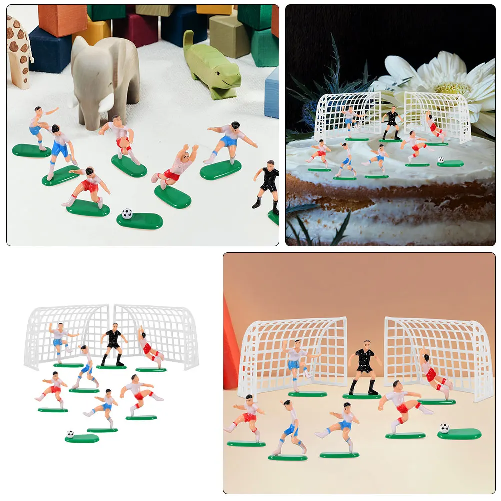 

2 Sets Soccer Cake Decorations Plastic Miniature Field Landscape Birthday Party Supplies Safe Football Accessories for Boys