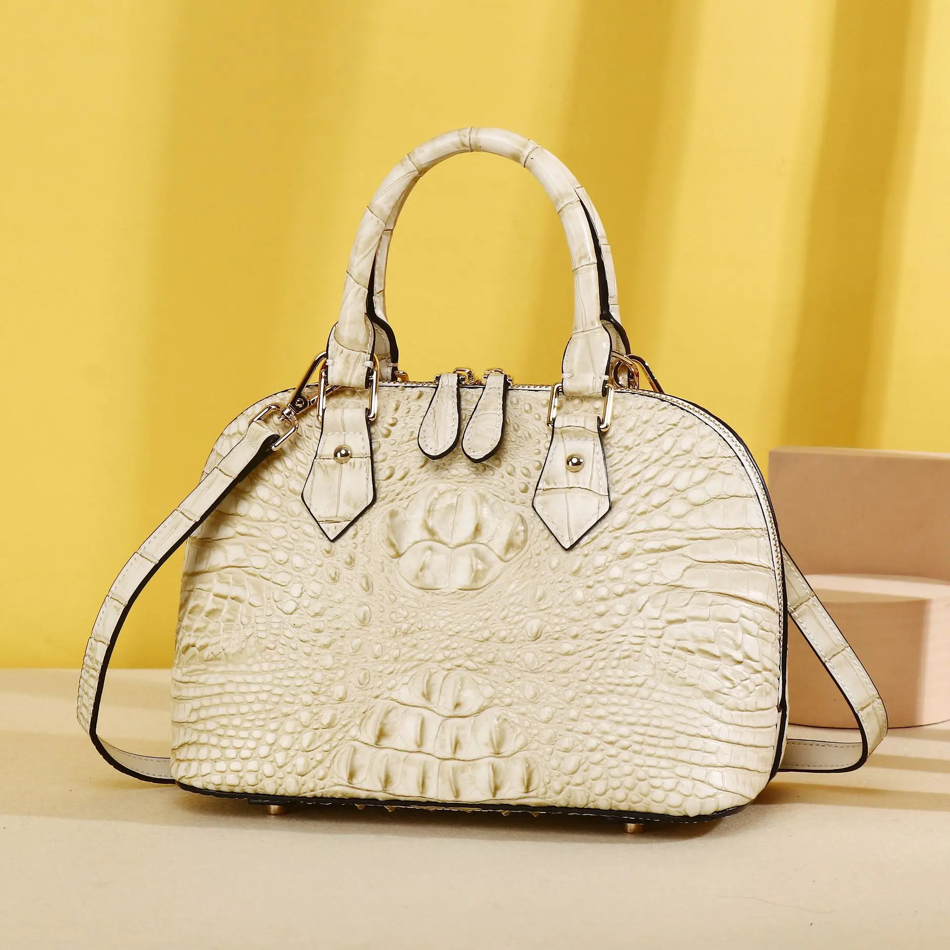 

Crocodile Fishbone Pattern Women's Fashion Cattlehide Leather Handbag Casual All-Match Shell Women's Bag Shoulder Crossbody Bag