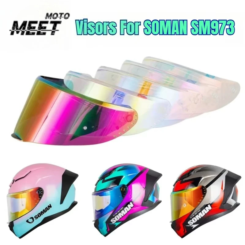 SOMAN Motorcycle Helmet Visors Lens Suitable for SM973 Model Helmet High-definition Windproof and Anti-glare Safety Accessories