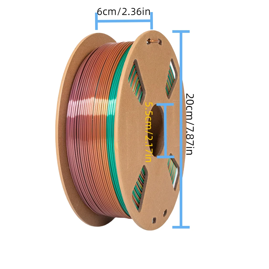 Zebot Rainbow Silk PLA 3D Printing Filament - Vibrant Multicolor Gradient, 1.75mm Thick, 2.2lbs (1kg) Spool for Artistic Creatio