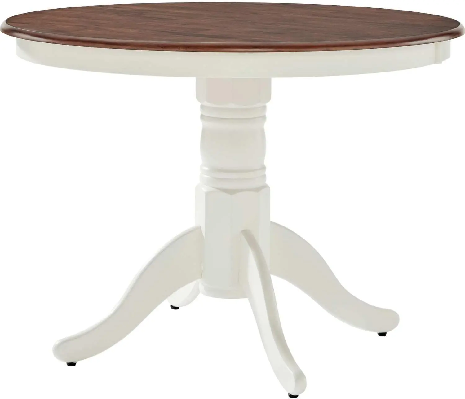 Mesa de comedor Shelby, mueble redondo, color blanco desgastado