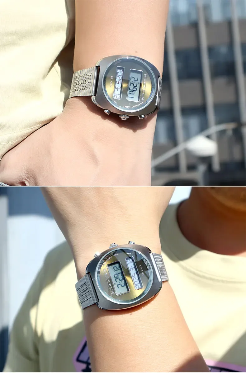 ساعة I Love You الرومانسية هدية رومانسية ساعة رقمية ريترو مع تاريخ شهر سنة، ساعة يد مضيئة بإضاءة خلفية مزدوجة الشاشة