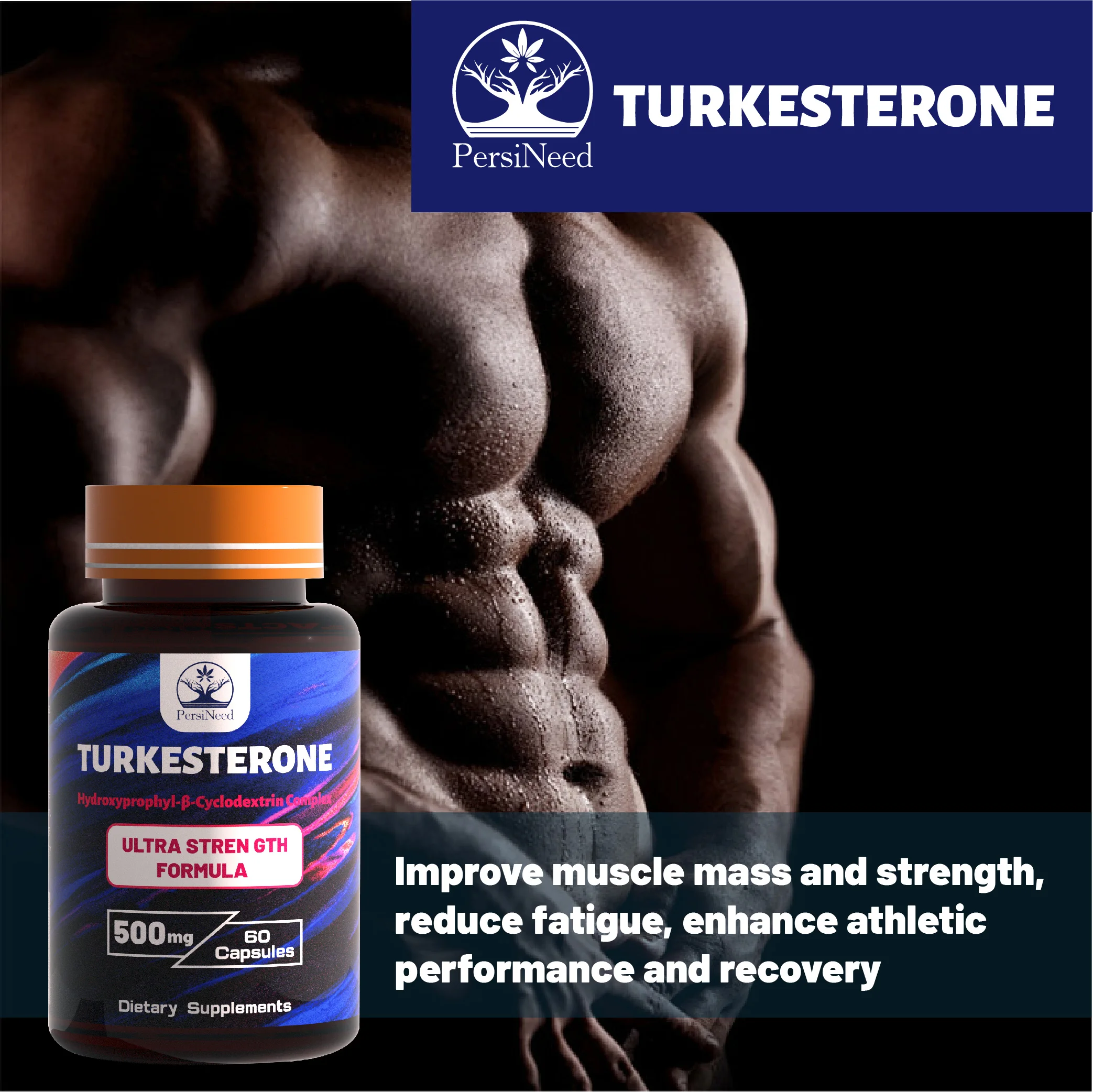 Cápsula de Turkesterona en Hidroxipropil-Beta-Ciclodextrina aumenta la síntesis de proteínas, constructor muscular, poder explosivo.