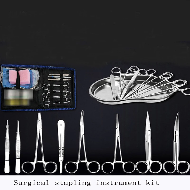 Surgical suture instrument kit medical students use debridement tool set to practice knotted line skin model full set