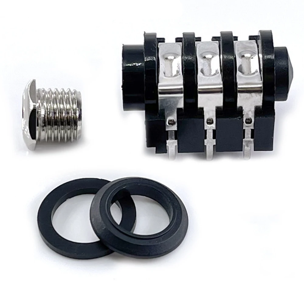 10 szt. Audio Jack 6.35mm PJ-609B gniazdo wzmacniacza mocy 4pin/6pin mikrofon Audio baza Audio nakrętka miedziana interfejs podwójny kanał — zdjęcie produktu 4