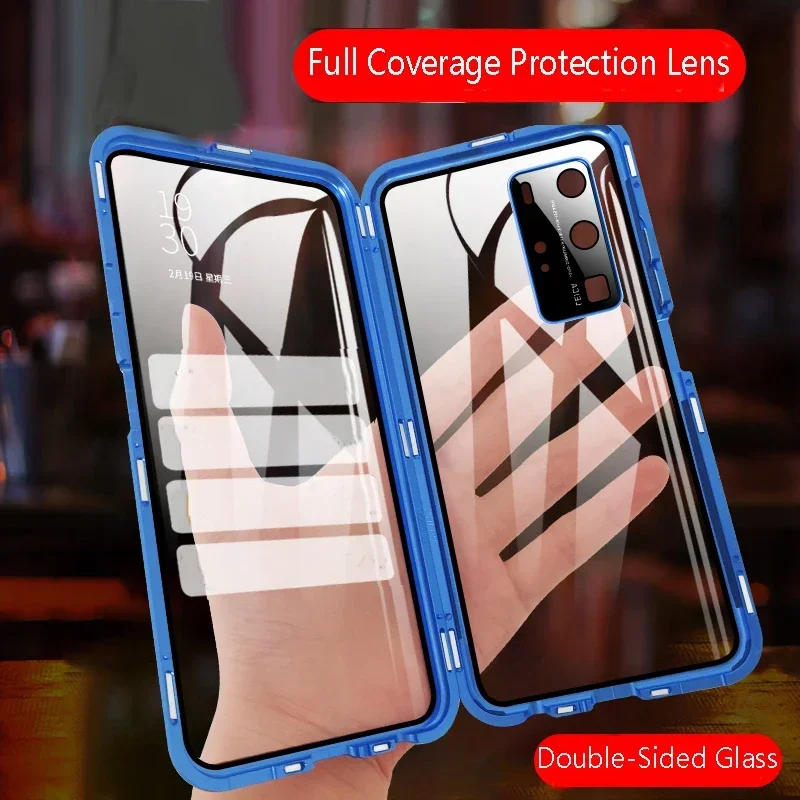 

Double Sided Glass 360 Magnetic Adsorption Metal Cases For Honor X5 Plus X6 X7a X7b transparent Back Cover protect case