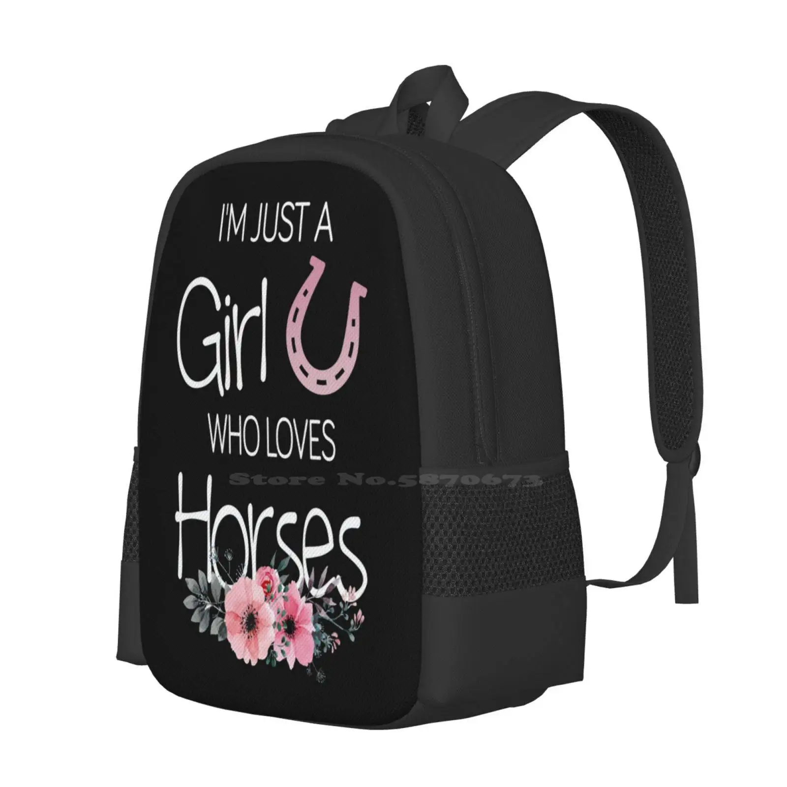 I'M Just A Girl Who Loves Horses Pattern Design Laptop Travel School Bags Horses For Sale Equestrian Horseback Riding Horse