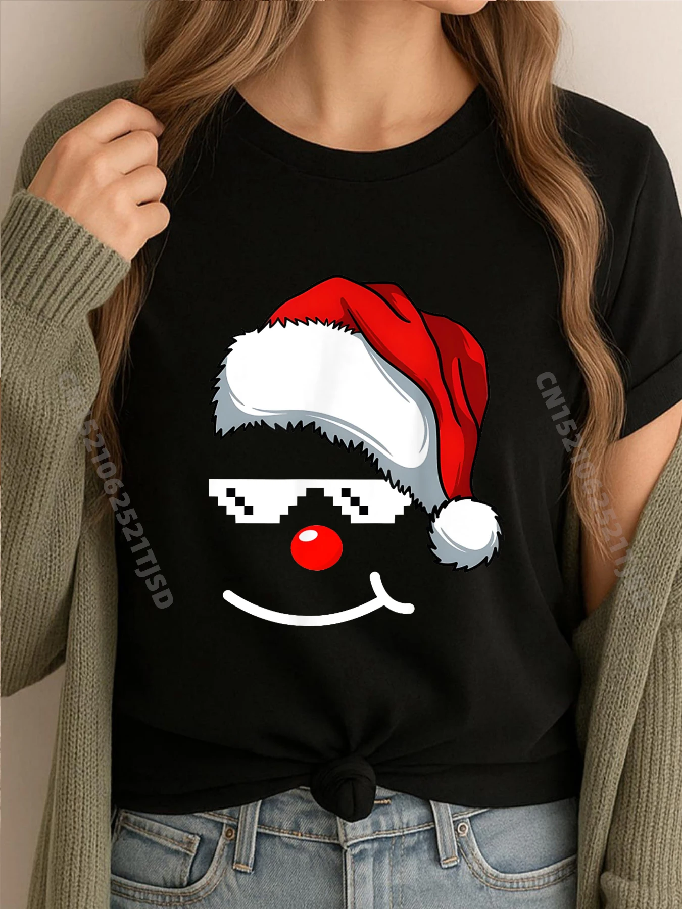 

Забавная Thug Life Meme Smile Face Рождественская шляпа Санта-Клауса Xmas Pj Роскошная футболка Мужские новогодние футболки для женщин Хэллоуин