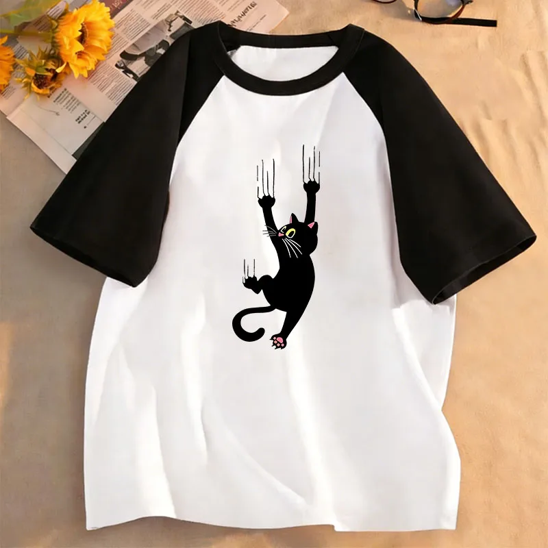 

Cute Climbing Cat T Shirts Funny Short Sleeve Kids Children's T-shirt Boys Girls Summer Spring Casual Top Tee Shirt
