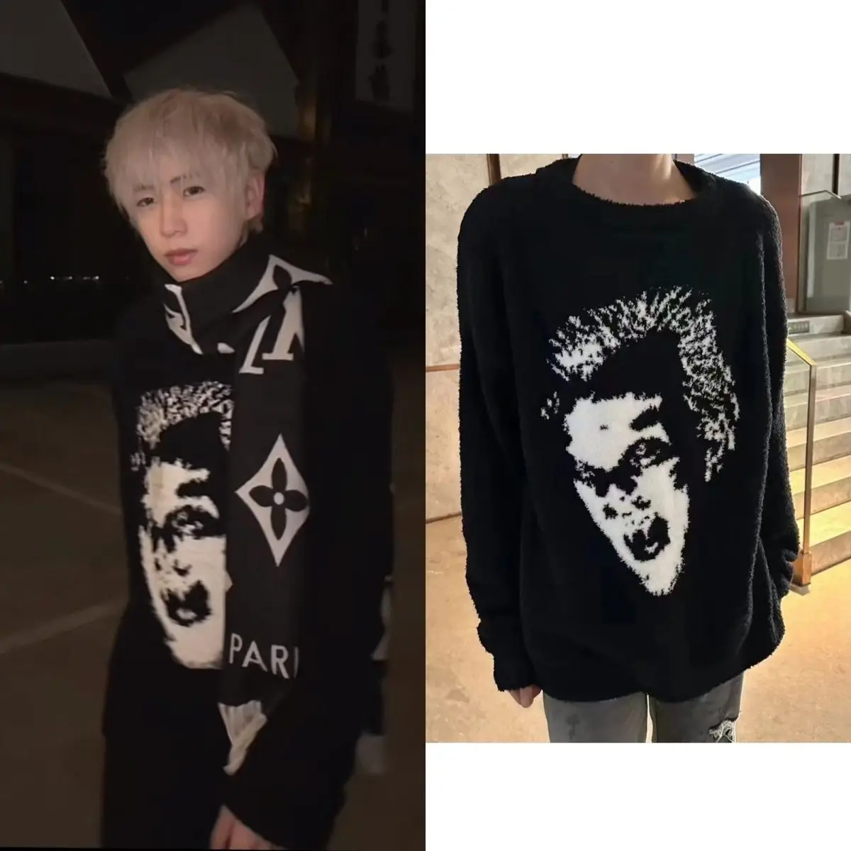 

Модный трикотаж с портретной вышивкой, свободный крой, длинный свек, круглый, теплый, повседневный, уличный, осень-зима