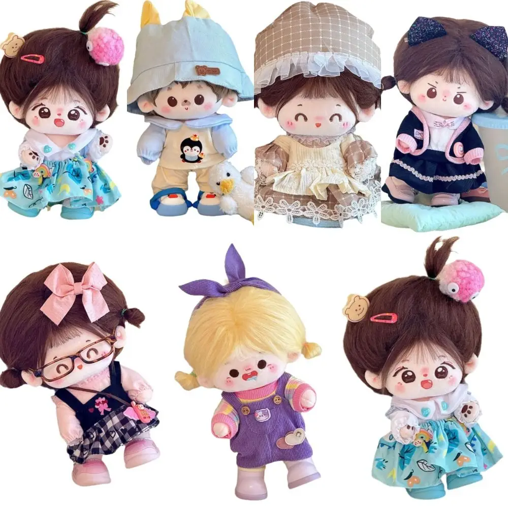 20CM Wielokolorowe Ubranka z Motywem Kreskówkowym, Materiał Bawełniany, Akcesoria, Mini Rozmiar, Teksturowana Czapka, Mini Ubranka