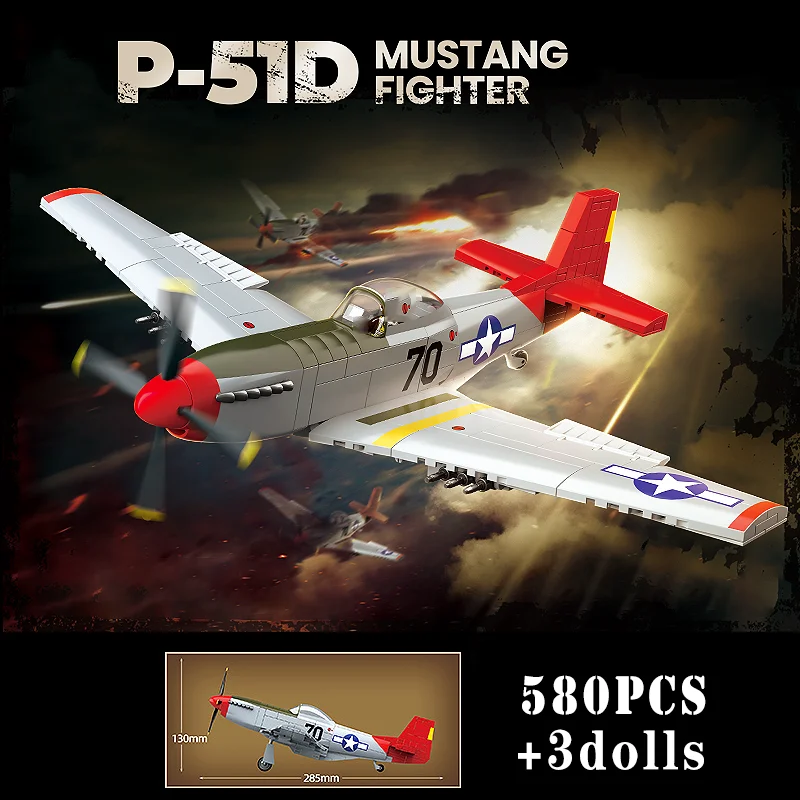 

WWII Military Aircraft Building Blocks: P51 Mustang & Spitfire Model Kits, La7 Yak1B BF109E Collection for Kids Boys Gifts
