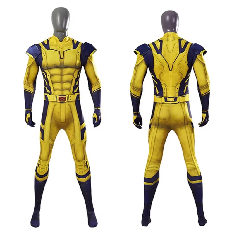

Movie Wolverine Cosplay Costume 3D Printing Zentai Jumpsuit Shoulder Armor Set Superhero Bodysuit Halloween Party Disfraz Hombre