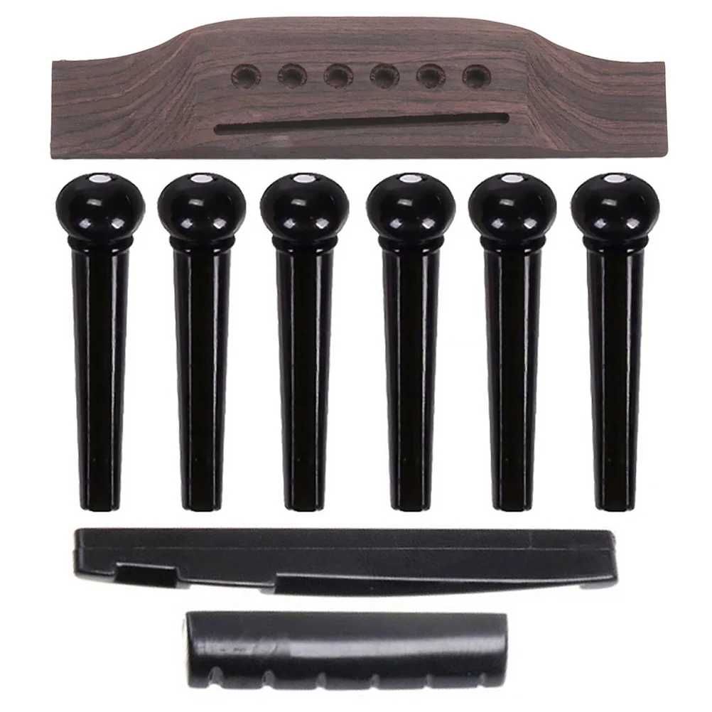 

Guitar Bridge Pin Saddle Nut Set Replacement Acoustic Guitar Repair Accessories Wood Plastic Material Sturdy Parts
