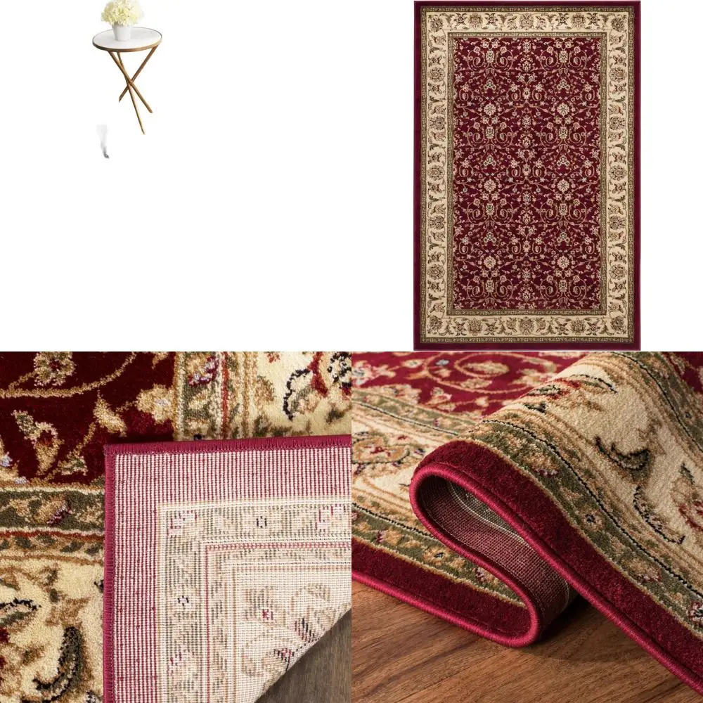 

Традиционный восточный ковер 4 x 6 футов красного цвета и цвета слоновой кости, коллекция Lyndhurst, не линяющий, идеально подходит для больших пространств в гостиной