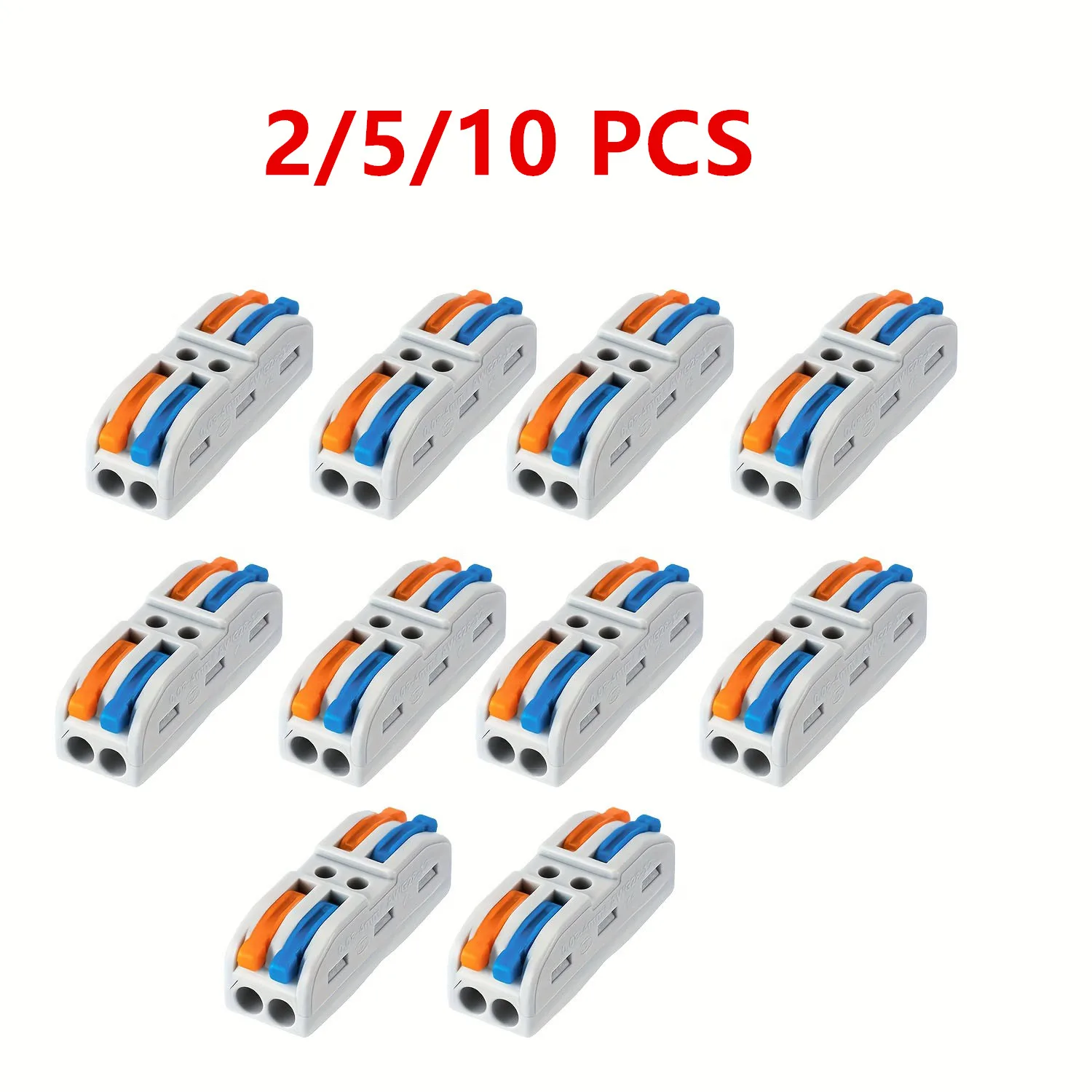 2/5/10Pcs 2IN2OUT Lever Wire Nut Connectors, Quick Wiring Cable Connectors, Push-In Terminal Block, Suitable for AWG 28-12