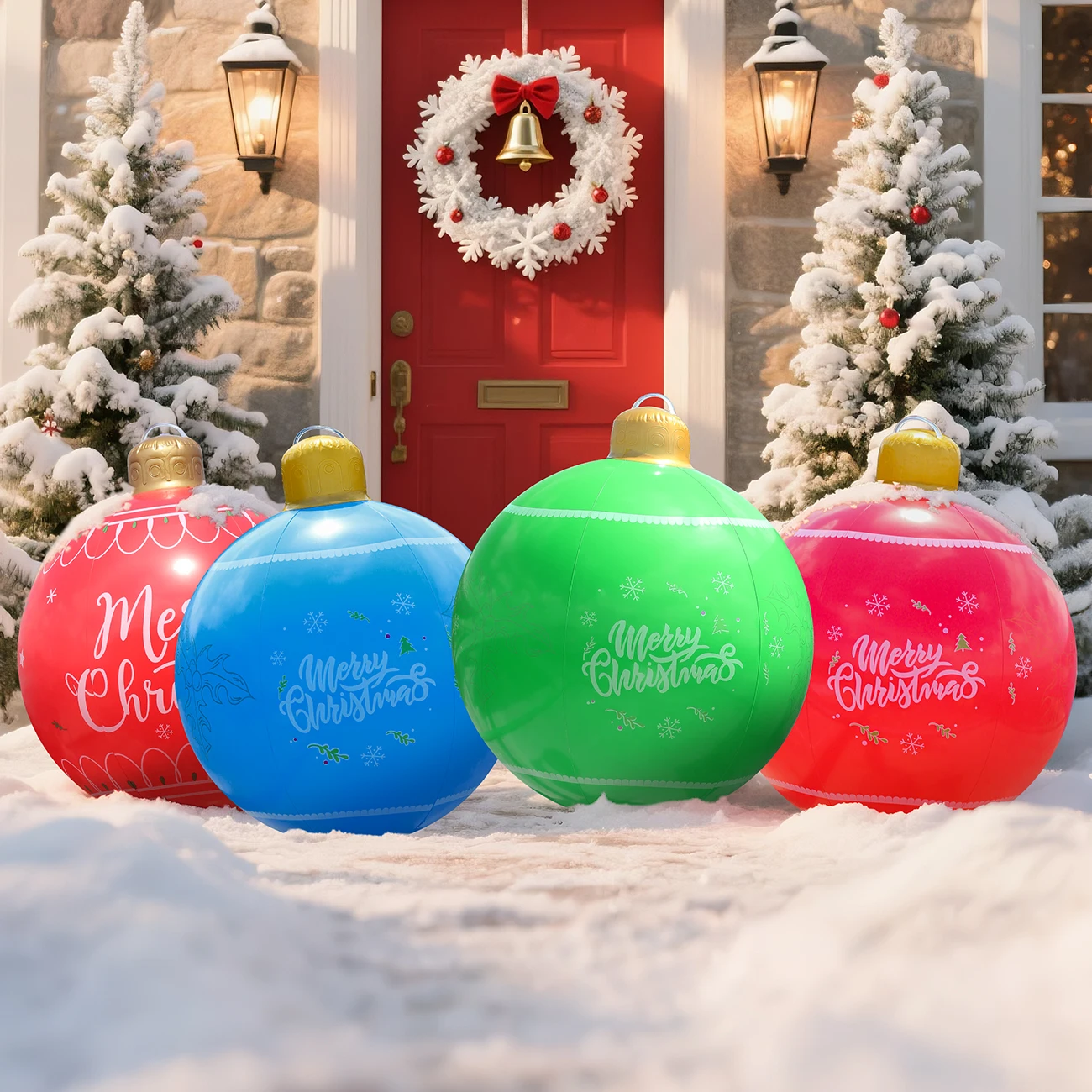 Bola de Navidad inflable, bola decorada grande para exteriores, adornos navideños de Año Nuevo, decoración para patio, césped y porche, 1 ud.