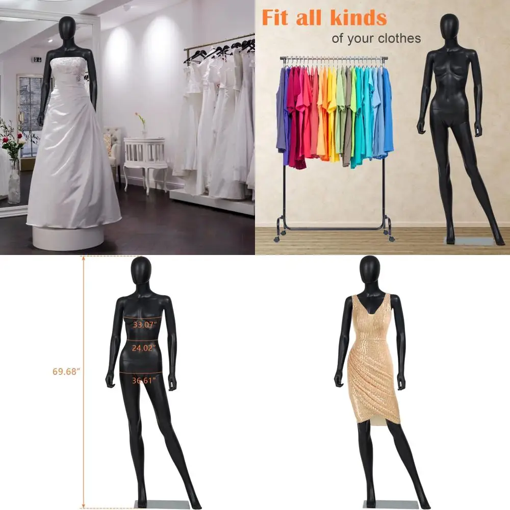 

Регулируемый женский манекен со съемной подставкой для реалистичной демонстрации, идеально подходит для магазинов одежды и костюмов, черный