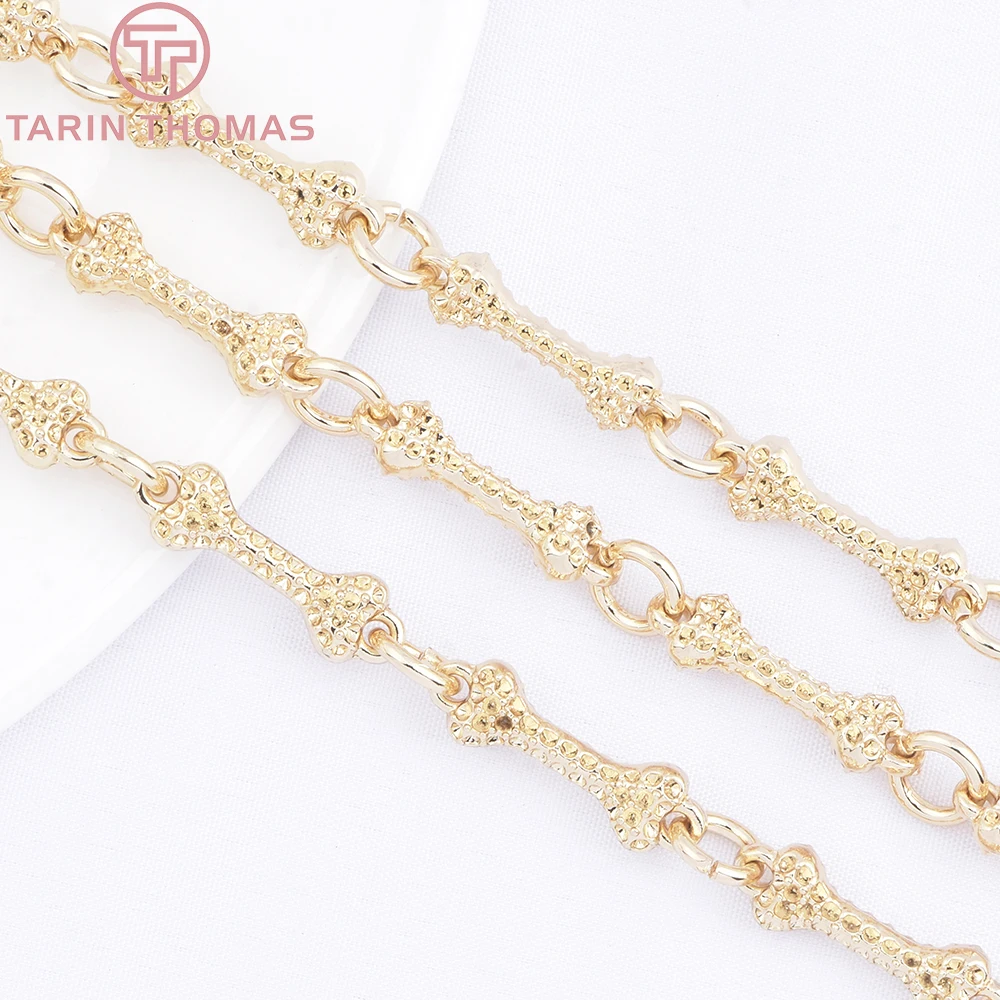 (10398) 1Meter 24K Champagne Gold Color Alloy Bone Shaped Bag Chain Necklace Chains High Quality DIY Jewelry Making Accessories view 2