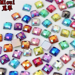 Micui 200PCS 5mm Crystal AB Square Nail Rhinestone Acrylic Flatback Strass Stones For Nail Art Crafts Jewelry Decorations MC468