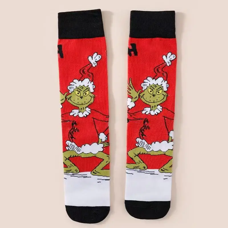 5 Paar Weihnachtssocken mit Anime-Charakter-Druck für Damen, kurze Socken für Feiertage und Partys, modische Baumwoll-Freizeitsocken – Detail 6