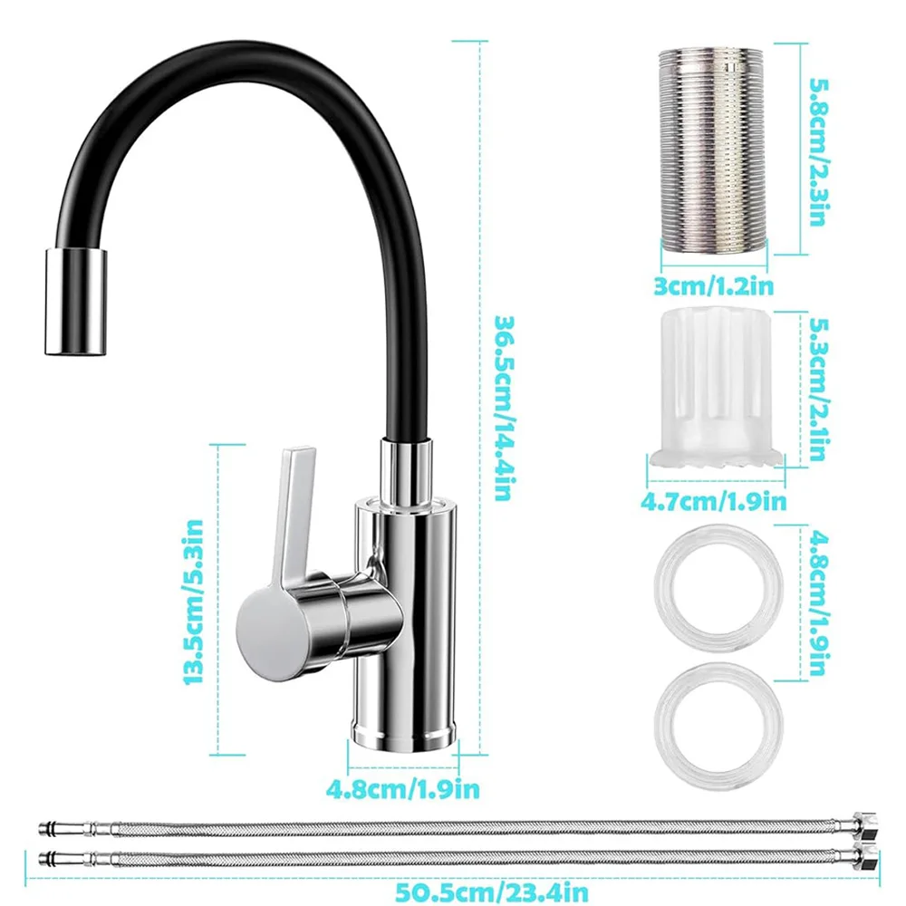 360 °   Drehbarer Küchenarmatur mit ABS-Wabenbelüfter, 2 Strahlarten, flexiblem Schlauch G3/8, Warm- und Kaltwasser-Mischbatterie für die Spüle